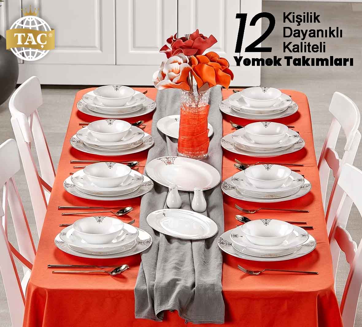 12 Kişilik Dayanıklı - Kaliteli Yemek Takımları - Fiyatları - Modelleri - Taç