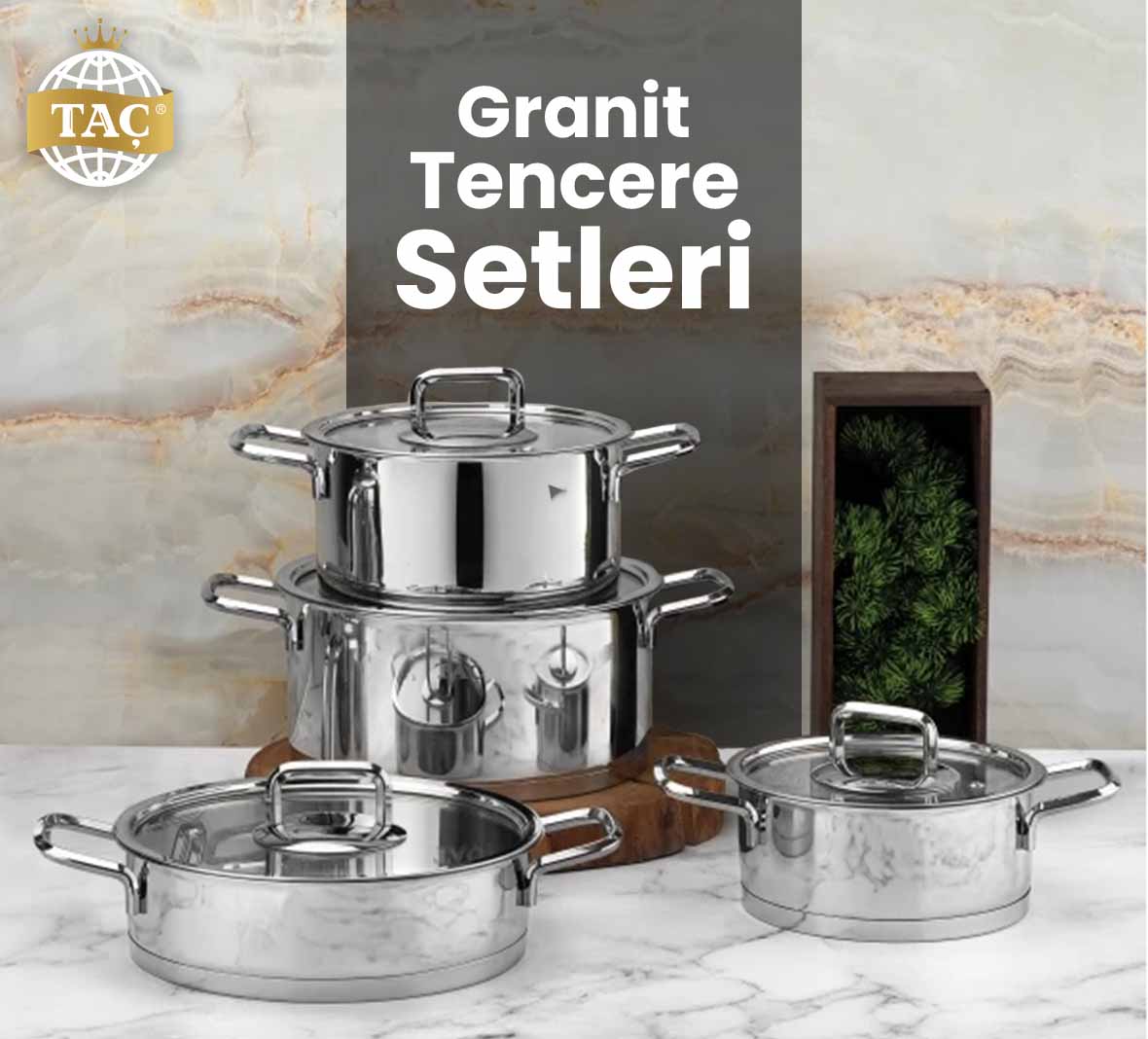 Granit Tencere Setleri - Pişirme Ürünleri - Paslanmaz - Yağlanmaz Tencere - Taç